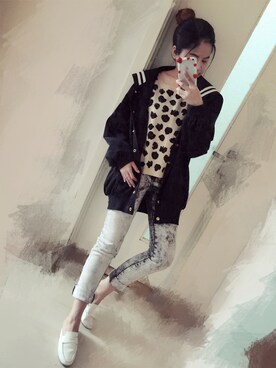 「WC（ダブル シー）のアイテム（ニット/セーター）」を使った、璇儿さん（レディース・162cm）の春コーディネート
