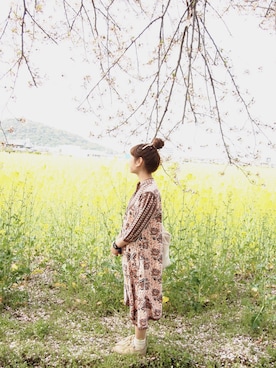「古着ワンピ」｜「アイテム（アナログ腕時計）」を使った、moyoさん（レディース・157cm）の夏コーディネート