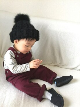 「bobochoses」｜「アイテム（オールインワン・サロペット）」を使った、＊SK.HRR＊さん（キッズ・80cm）の秋コーディネート
