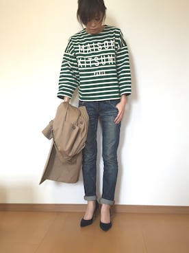 「メゾン キツネ(MAISON KITSUNE)」｜「アイテム（パンプス）」を使った、きょんさん（レディース・155cm）の春コーディネート
