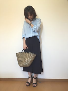 「plage（プラージュ）の《追加3》ドライギャバ キュロットパンツ◆（その他パンツ、ブルー系）」を使った、きょんさん（レディース・155cm）の春コーディネート