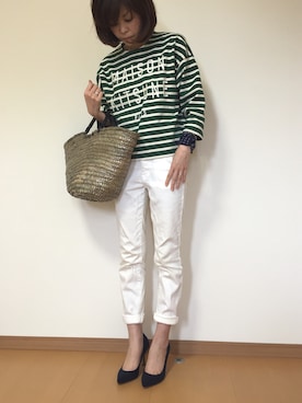 「メゾン キツネ(MAISON KITSUNE)」｜「アイテム（パンプス）」を使った、きょんさん（レディース・155cm）の春コーディネート