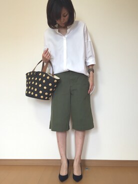 「plage（プラージュ）のアイテム（シャツ/ブラウス、ホワイト系）」を使った、きょんさん（レディース・155cm）の夏コーディネート