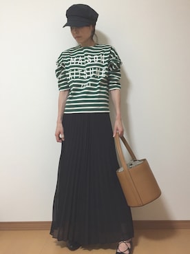 「マリンコーデ」｜「アイテム（バレエシューズ）」を使った、きょんさん（レディース・155cm）の秋コーディネート