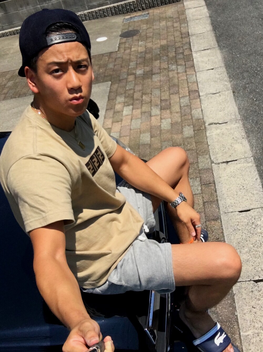 「夏」｜「DEUS EX MACHINAのアイテム（その他パンツ、グレー系）」を使った、mahaloさん（メンズ・162cm）の夏コーディネートの1枚目の写真