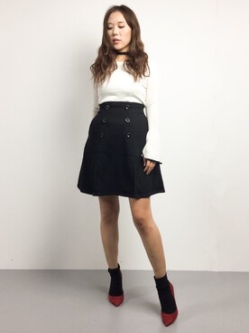 「フレアスリーブ」｜黒田デビーさん（レディース・165cm）の冬コーディネート