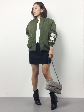 「SpRay（スプレイ）のアイテム（ブルゾン）」を使った、黒田デビーさん（レディース・165cm）の冬コーディネート