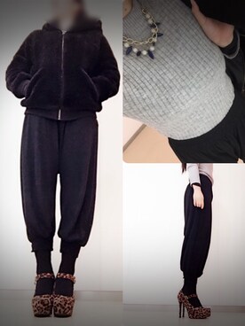 「真っ黒コーデ」｜「アイテム（ブルゾン）」を使った、埜杏さん（レディース・162cm）の秋コーディネート