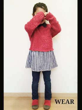 「RADCHAP（ラッドチャップ）のアイテム（チュニック）」を使った、MSKさん（キッズ・110cm）の春コーディネート