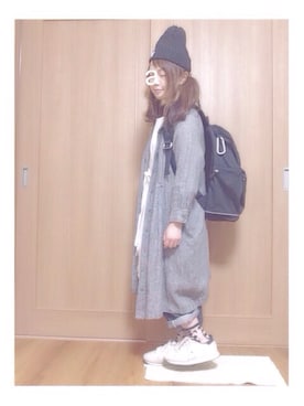 「ニットキャップ」｜「アイテム（シャツワンピース）」を使った、a r u ⍤⃝ さん（レディース・150cm）の冬コーディネート
