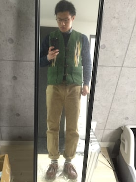 「RRL（ダブル アール エル）のアイテム（スウェット）」を使った、Toshio Matsushitaさん（メンズ・176cm）の秋コーディネート