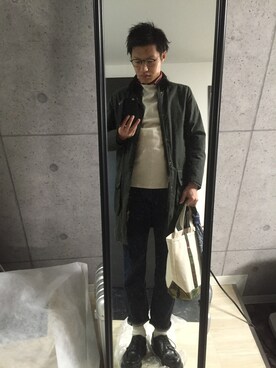 「カフェ」｜「アイテム（その他アウター）」を使った、Toshio Matsushitaさん（メンズ・176cm）の秋コーディネート