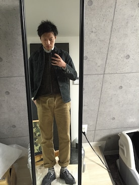 「RRL（ダブル アール エル）のアイテム（カバーオール）」を使った、Toshio Matsushitaさん（メンズ・176cm）の冬コーディネート