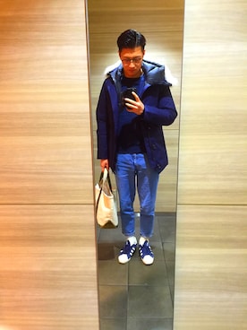 「RRL（ダブル アール エル）のアイテム（スウェット）」を使った、Toshio Matsushitaさん（メンズ・176cm）の冬コーディネート