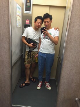 「HELLER'S CAFE（ヘラーズカフェ）のアイテム」を使った、Toshio Matsushitaさん（メンズ・176cm）の夏コーディネート