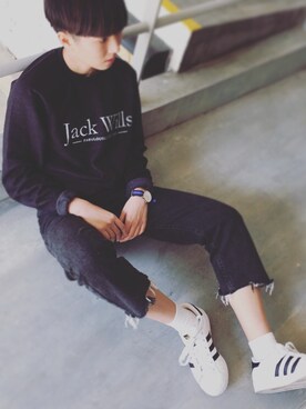 「Jack Willsのアイテム（トップス）」を使った、Leniceさん（レディース・163cm）の冬コーディネート