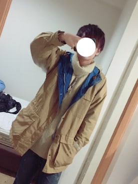「学校」｜「アイテム（マウンテンパーカー）」を使った、ひろさん（メンズ・175cm）の秋コーディネート