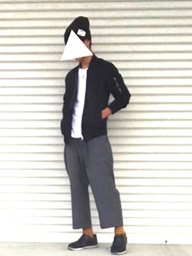 「ニット帽コーデ」｜「アイテム（ブルゾン）」を使った、すぎもっちゃんさん（メンズ・170cm）の秋コーディネート