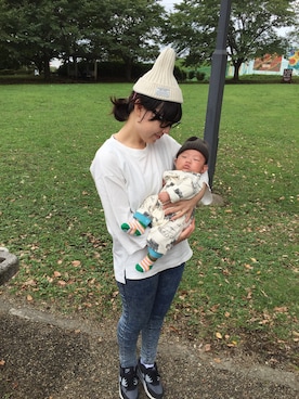 「アイテム（ママ＆ベビー、グリーン系）」を使った、▲miiipppiiiさん（レディース・153cm）の秋コーディネート