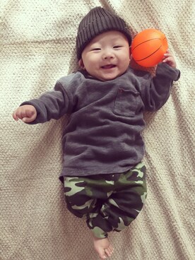 「アイテム（ママ＆ベビー、グリーン系）」を使った、▲miiipppiiiさん（キッズ・60cm）の秋コーディネート