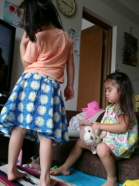 「present（プレゼント）のアイテム（ワンピース/ドレス）」を使った、ちゃにこさん（キッズ・110cm）の夏コーディネート