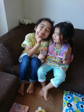 「present（プレゼント）のアイテム（ワンピース/ドレス）」を使った、ちゃにこさん（キッズ・110cm）の夏コーディネート