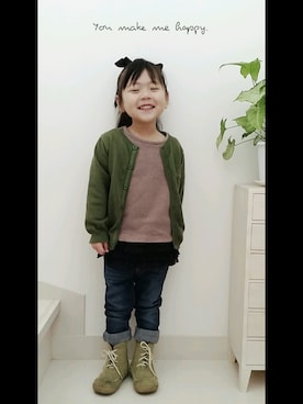 「no brand（ノーブランド）のアイテム（キャミソール）」を使った、noacoさん（キッズ・100cm）の冬コーディネート