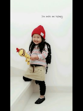 「F.O.KIDS（エフオーキッズ）のアイテム（バッグ）」を使った、noacoさん（キッズ・90cm）の春コーディネート