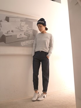 「インディゴデニム」｜FLONT STAFF さん（レディース・158cm）の冬コーディネート