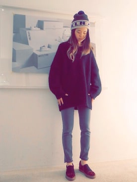 「DRIES VAN NOTEN（ドリスヴァンノッテン）のアイテム（シューズ）」を使った、FLONT STAFF さん（レディース・165cm）の冬コーディネート