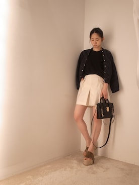 「Maison Kitsune（メゾンキツネ）のアイテム（スタジャン）」を使った、FLONT STAFF さん（レディース・165cm）の春コーディネート
