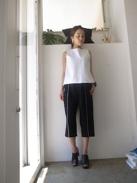 「McQ（マックキュー）のアイテム」を使った、FLONT STAFF さん（レディース・158cm）の夏コーディネート