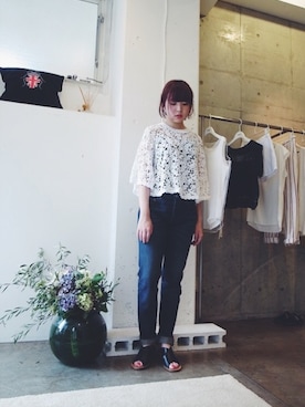 「ISABEL MARANT（イザベルマラン）のアイテム（トップス）」を使った、FLONT STAFF さん（レディース・155cm）の夏コーディネート