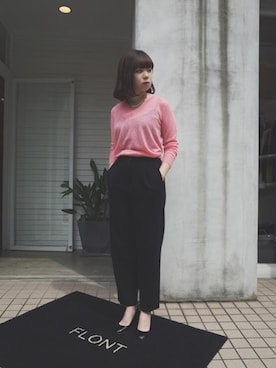 「Vネック」｜FLONT STAFF さん（レディース・155cm）の秋コーディネート