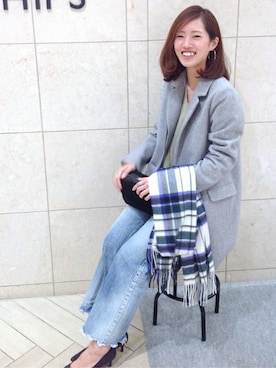 「SHIPS for women」｜「アイテム（チェスターコート）」を使った、原さん（レディース・159cm）の秋コーディネート