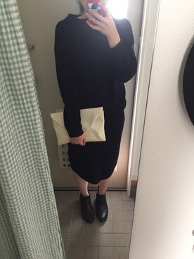 「green label relaxing（グリーンレーベルリラクシング）のKF HandWash FLC PO + TT スカート（ワンピース、ブルー系）」を使った、みじろさん（レディース・158cm）の冬コーディネート