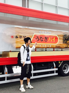 「Rick Owens（リックオウエンス）のアイテム（帽子）」を使った、シンさん（メンズ・181cm）の夏コーディネート