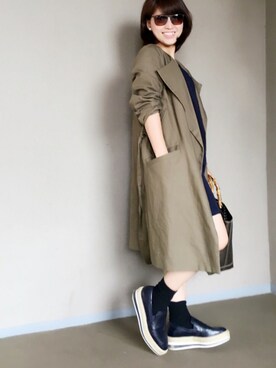 「SACRA（サクラ）のアイテム（その他アウター、グリーン系）」を使った、waiさん（レディース・151cm）の春コーディネート