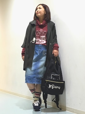 「Rydia（リディア）のアイテム（ニット/セーター、レッド系）」を使った、Rydia.wwl-M.Yさん（レディース・153cm）の秋コーディネート