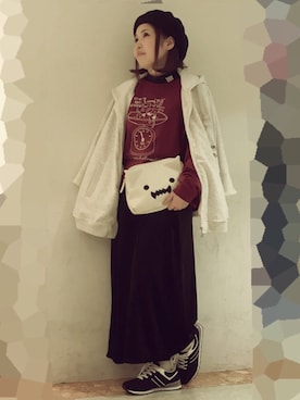 「アイテム（ポンチョ）」を使った、Rydia.wwl-M.Yさん（レディース・153cm）の秋コーディネート