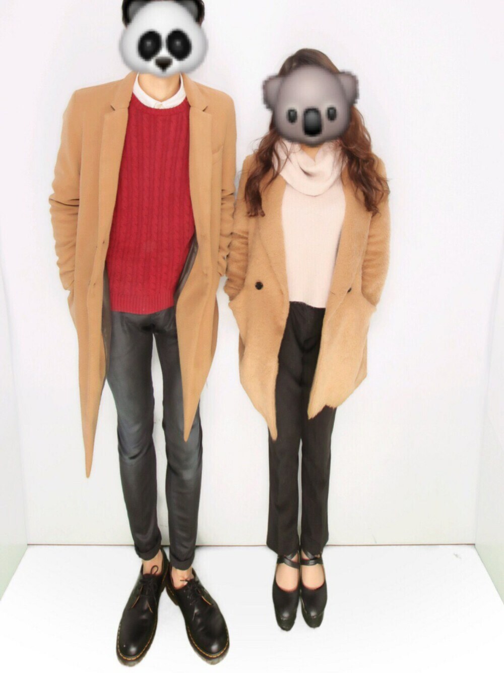「カップルコーデ、おそろいコーデ、東京、月9石原さとみコーデ、ととみみ」｜「SNIDELのポンチョライクニットプルオーバー（ニット/セーター、ピンク系）」を使った、mina☀️さん（レディース・150cm）の冬コーディネートの1枚目の写真