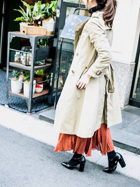 「IENA」｜「アイテム（トレンチコート）」を使った、HIRUMESHIさん（レディース・154cm）の春コーディネート