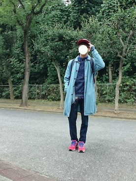 「アイテム（ステンカラーコート）」を使った、まっしゅとみー。さん（メンズ・168cm・10代）の秋コーディネート