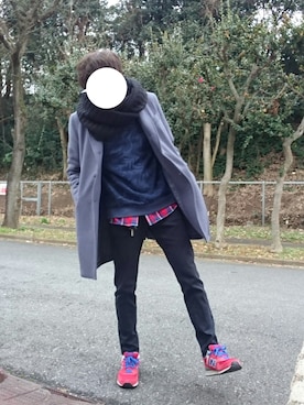 「BANANA REPUBLIC」｜「アイテム（チェスターコート）」を使った、まっしゅとみー。さん（メンズ・168cm）の冬コーディネート