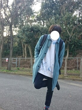 「アイテム（ステンカラーコート）」を使った、まっしゅとみー。さん（メンズ・168cm・10代）の冬コーディネート