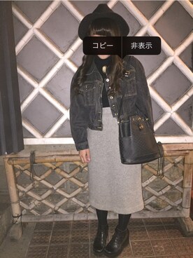 「GUCCI（グッチ）のアイテム（ショルダーバッグ、ブラック系）」を使った、あさひさん（レディース・158cm）の冬コーディネート