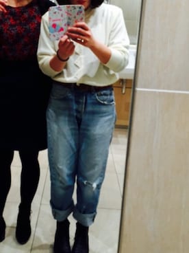 「Levi's（リーバイス）のアイテム（デニムパンツ、ブルー系）」を使った、あさひさん（レディース・158cm）の冬コーディネート