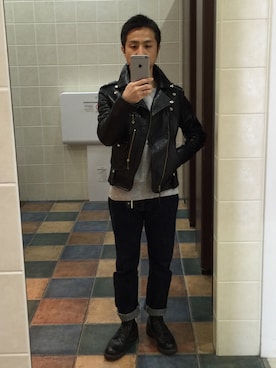 「BUCO（ブコ）のアイテム」を使った、UENさん（メンズ・160cm）の冬コーディネート