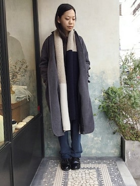 「JOURNAL STANDARD LUXE（ジャーナルスタンダード　ラックス）のアイテム（ジャケット/アウター）」を使った、journal standard luxe QUARTERLY青山店スタッフさん（レディース・152cm）の冬コーディネート