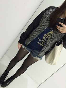 「学校」｜「アイテム（ブルゾン）」を使った、くうさん（レディース・160cm）の秋コーディネート
